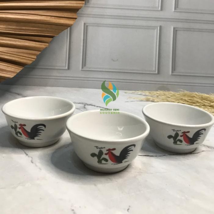 Souvenir Mangkok Ayam Jago Mini Mangkuk Sambal Keramik Kecil Bowl Two Tone Ayam 72 pcs