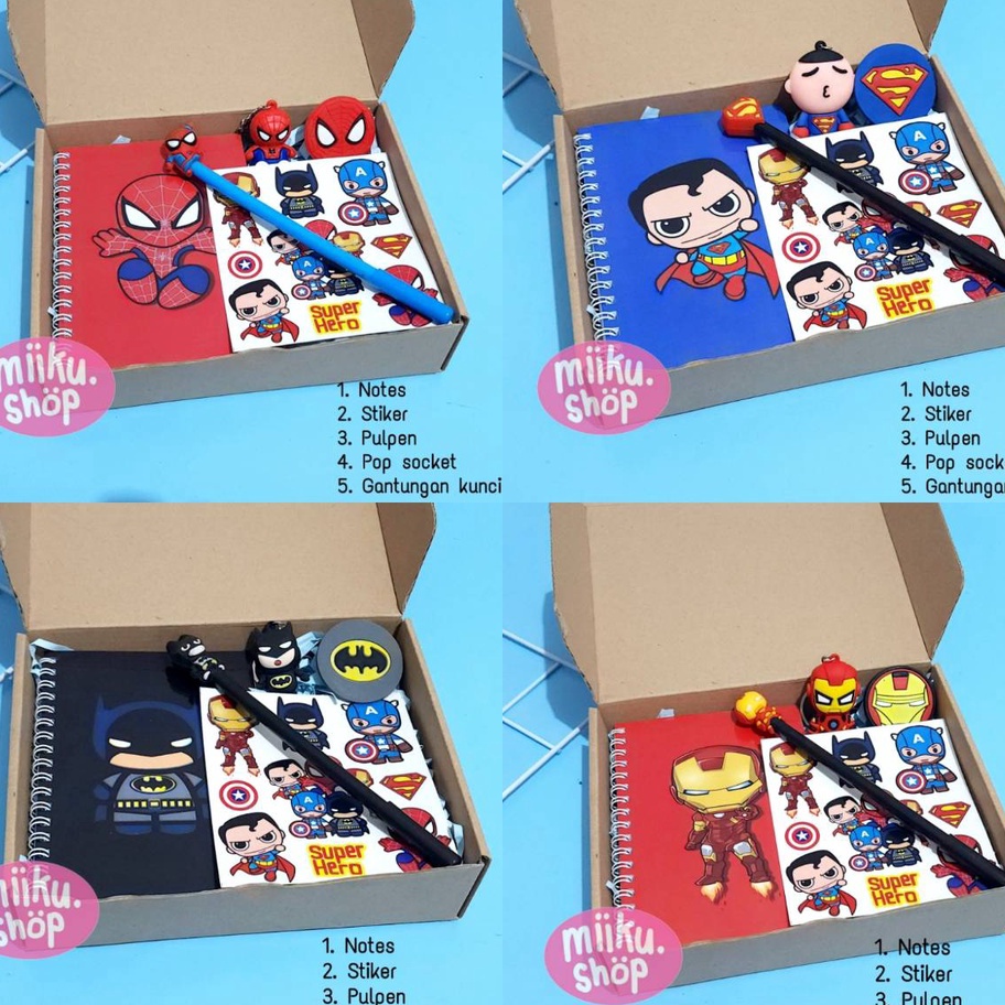 

ORIGINAL HAMPERS GIFT BOX ANAK KARAKTER SPIDERMAN IRONMAN BATMAN SUPERMAN