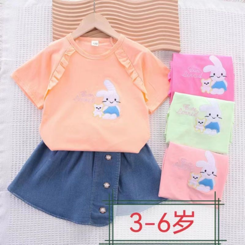 SETELAN JEANS IMPORT PREMIUM ANAK PEREMPUAN USIA 4 - 8 TAHUN# BAJU SANTAI # BAJU JALAN# SET KEMEJA K