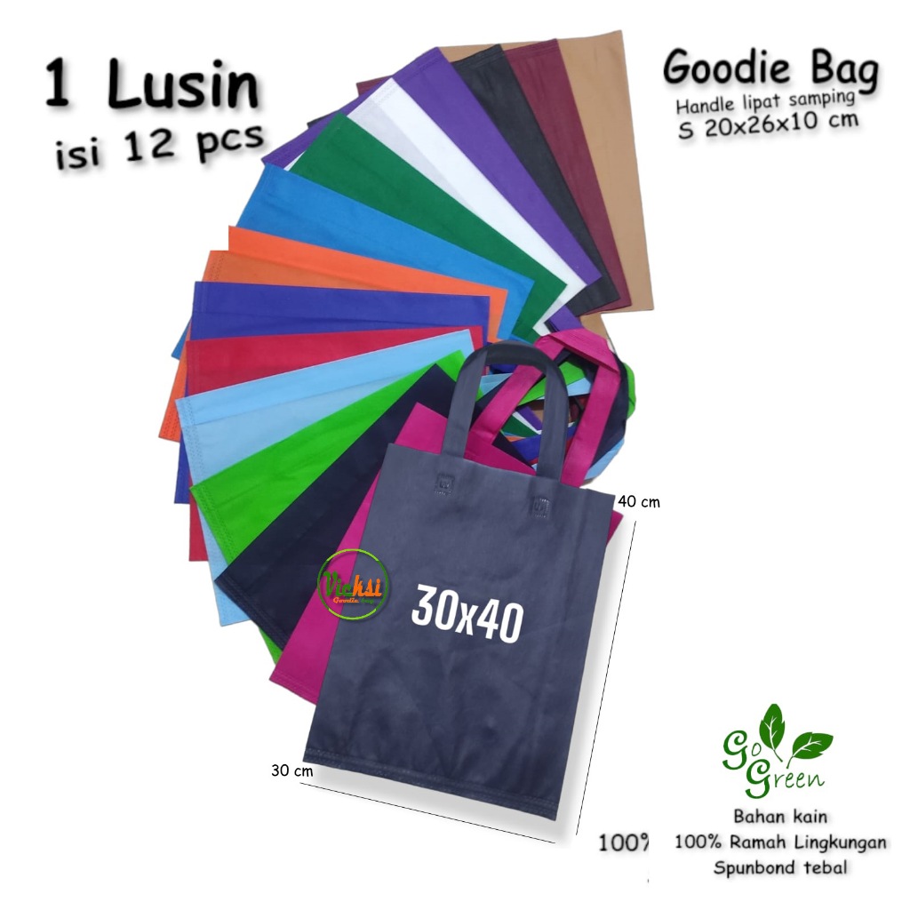 

Lusinan isi 12 Tas Kain Spunbond Goodie bag Tali Ukuran Besar L= 30x40x10 Kantong kain belanja shopping bag hampers tile souvenir ulang tahun pernikahan parsel sembako Nasi Kotak Mika hajatan tasyakuran Goody bag paperbag Hantaran lebaran idul fitri