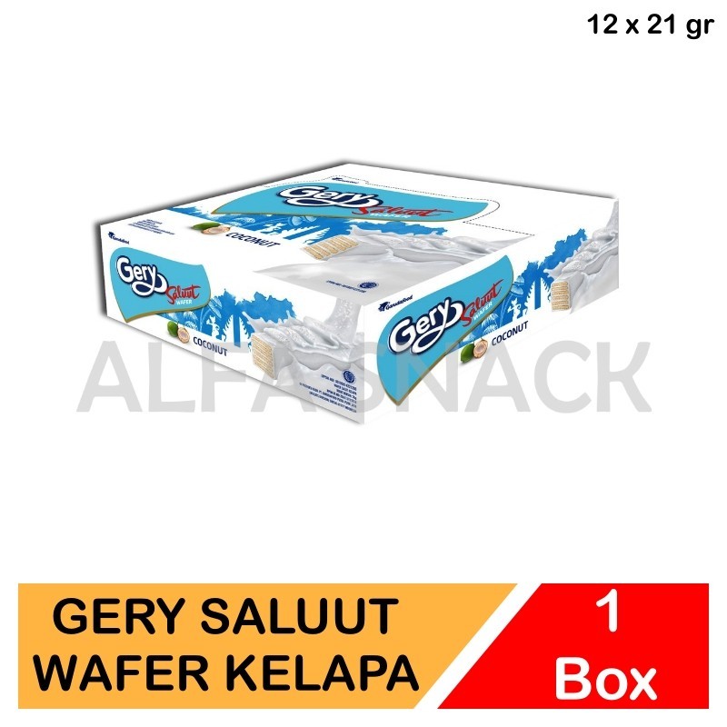 

Gery Salut Saluut Wafer Kelapa dan Kelapa Cokelat Kemasan Box 12 x 21 gram