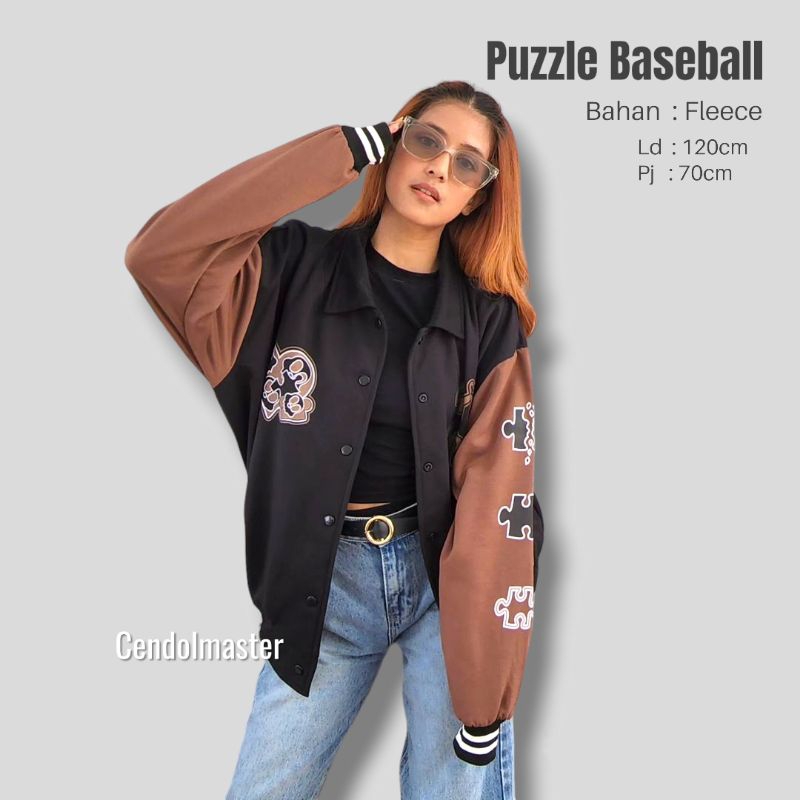 Puzzle Kerah Baseball / Jaket varsity / Jaket baseball kerah