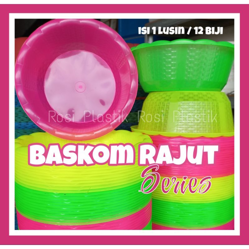 Baskom Rajut Panda Beruang Series isi 12 PCS (1 LUSIN) / Baskom Nasi Hajatan / Besek Serbaguna Murah / Waskom Ceting Berkat / Wakul Plastik / Waskom Bakul Kenduri