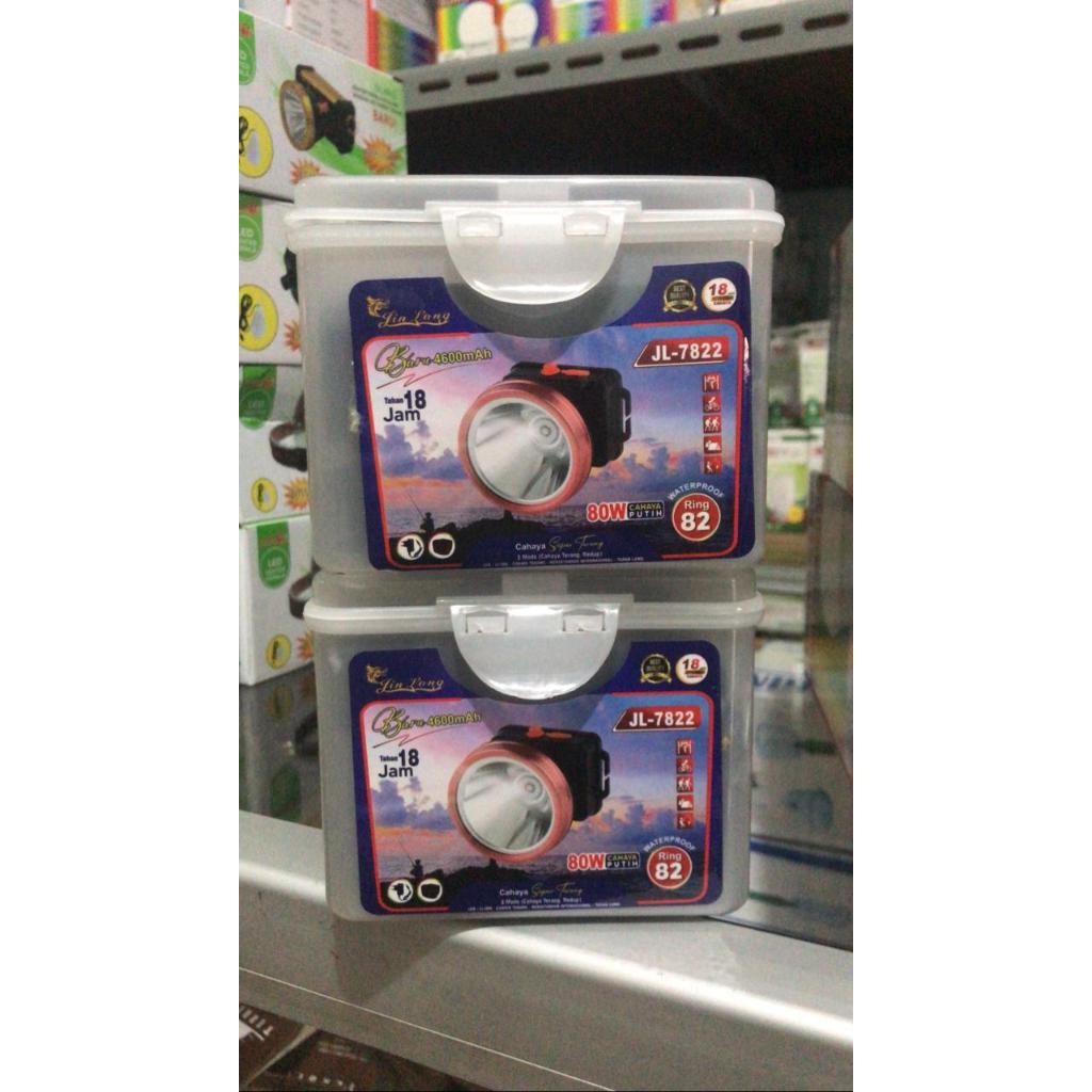 Senter Kepala Besar Jumbo JL-7822 80w tahan 18jam JL 7822 80watt Super Terang Waterproof