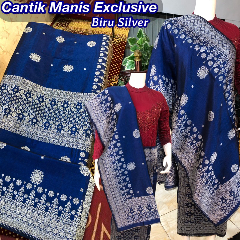 Songket Cantik Manis Exclusive Biru Silver / Songket tenun asli palembang / ilham songket palembang