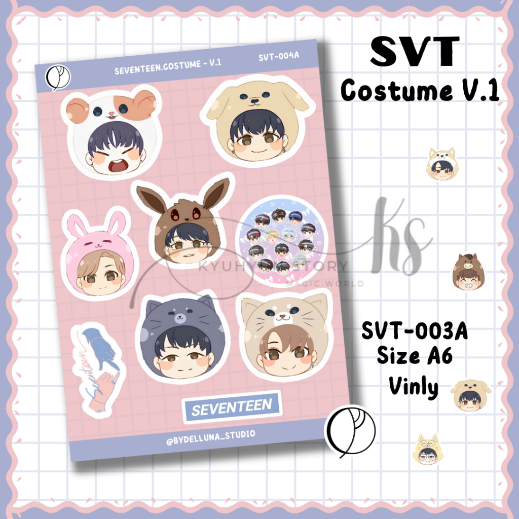 Sticker Kpop Seventeen Costume Chibi Kartun Anime Lucu Stiker Jurnal Deco Laptop Vinly Aesthetic Jur