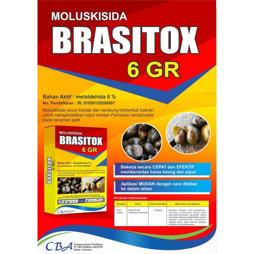 Brasitox 250 Gram Obat Siput Obat Keong Sawah Lintah Keluwing CBA
