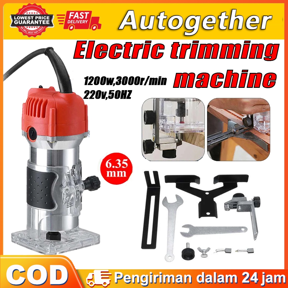 1200W 30000rpm Mesin Profil Router Trimmer Kayu Kayu ukir 6.35mm uchiha trimer bits set Mata Profil 