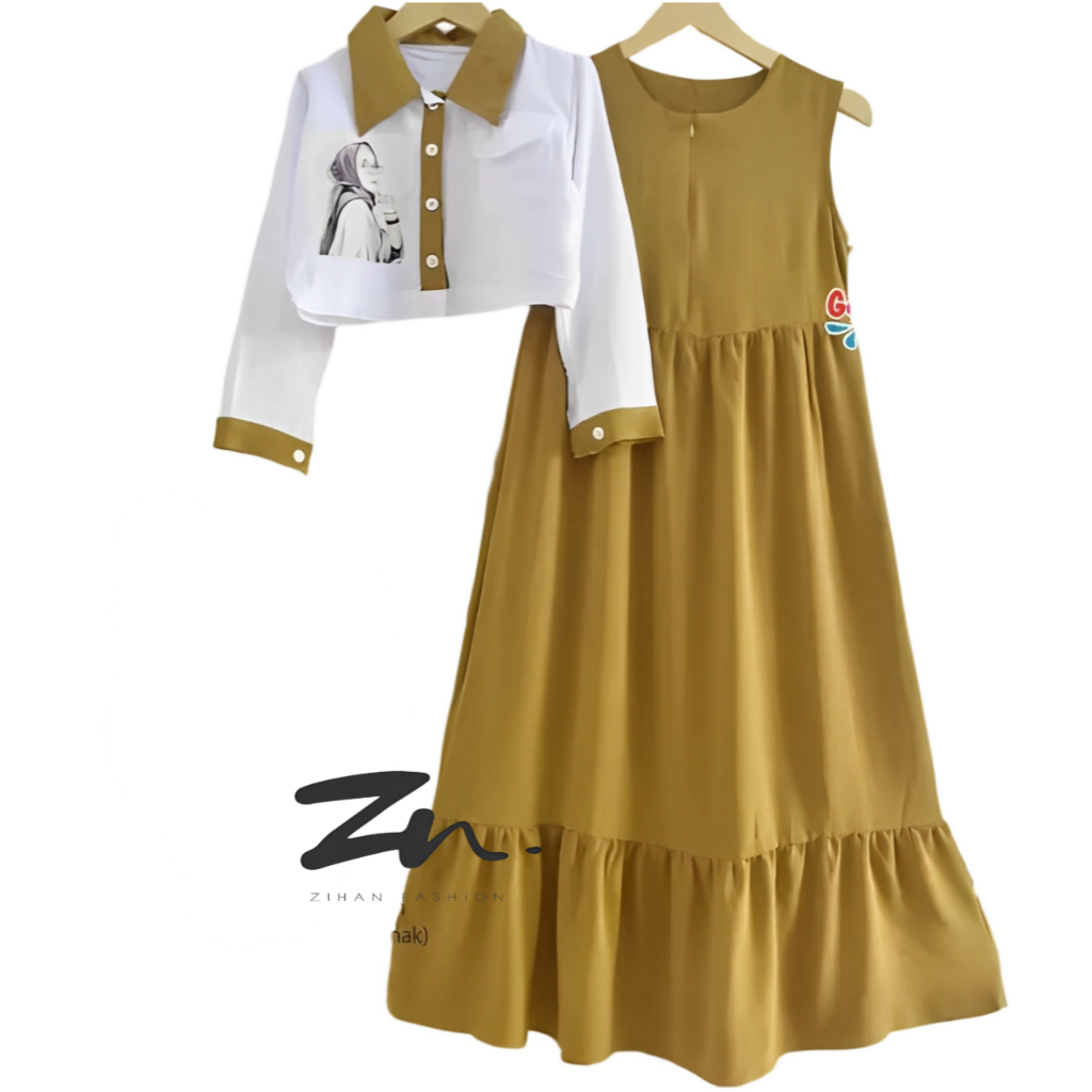 Baju Lebaran Anak Perempuan 2026 Stelan Tanggung 8-9Thn Satuset Bju Anak Lbaran Tunik Gamis Kid Umur