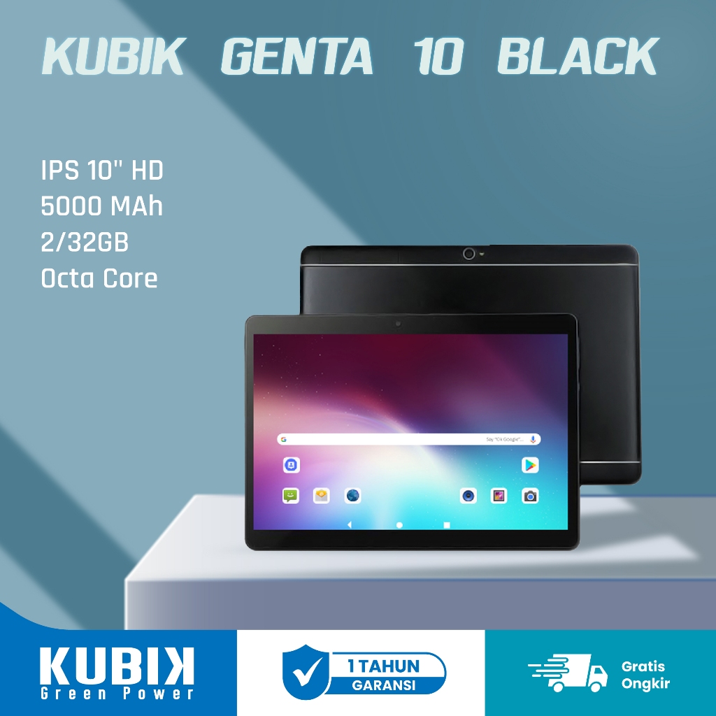 Tablet Kubik Genta 10" Hitam Tablet Belajar 5000mAH