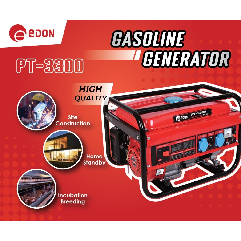 GENSET 3000 Watt EDON PT 3300L Gasoline Generator Generator Bensin 4 tak Edon Bergaransi resmi