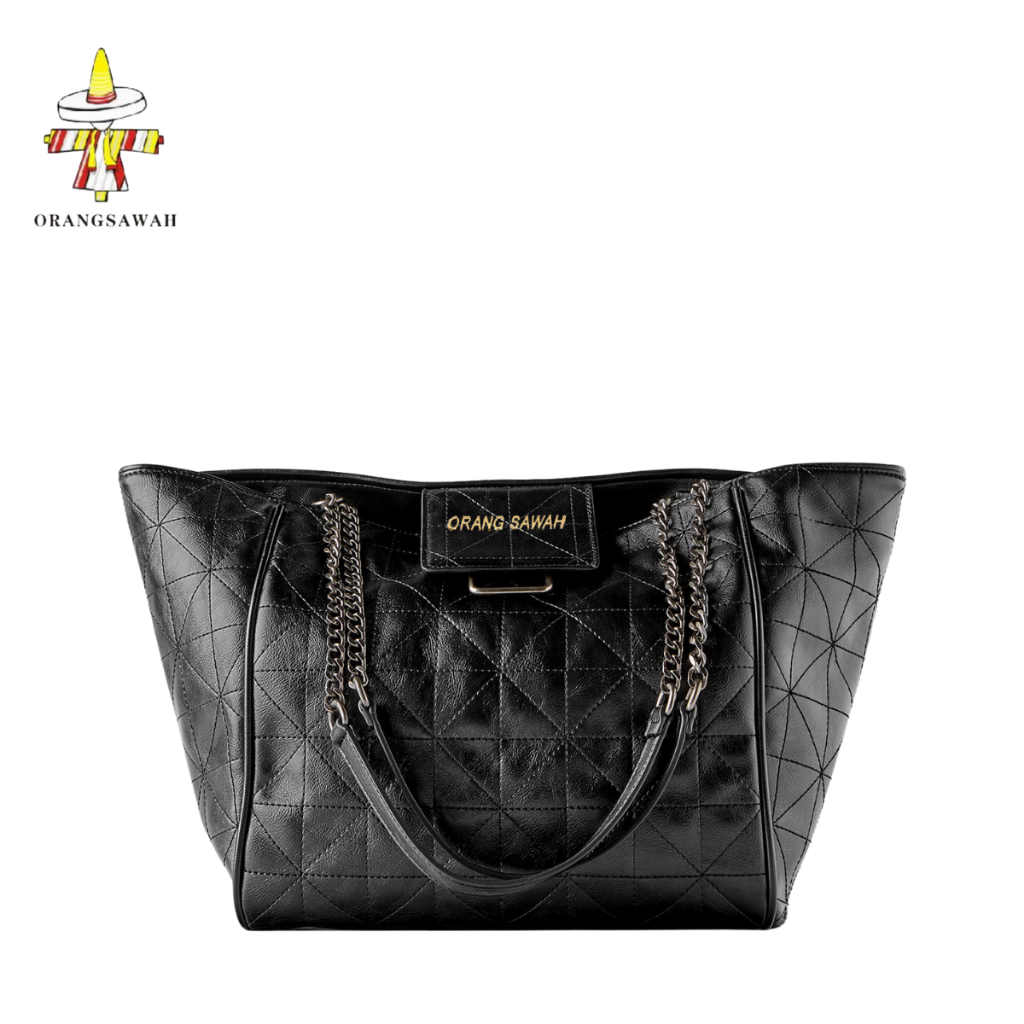 ORANG SAWAH Tas Tote Bag Wanita Import Kekinian Mewah Penutup Singgle Magnet Tali Rantai Besi Bakar 