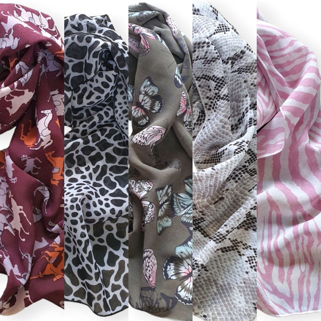 Scarf ANIMAL PRINT Syal Leher Fashion Neckscarf Multifungsi Lilit Tas
