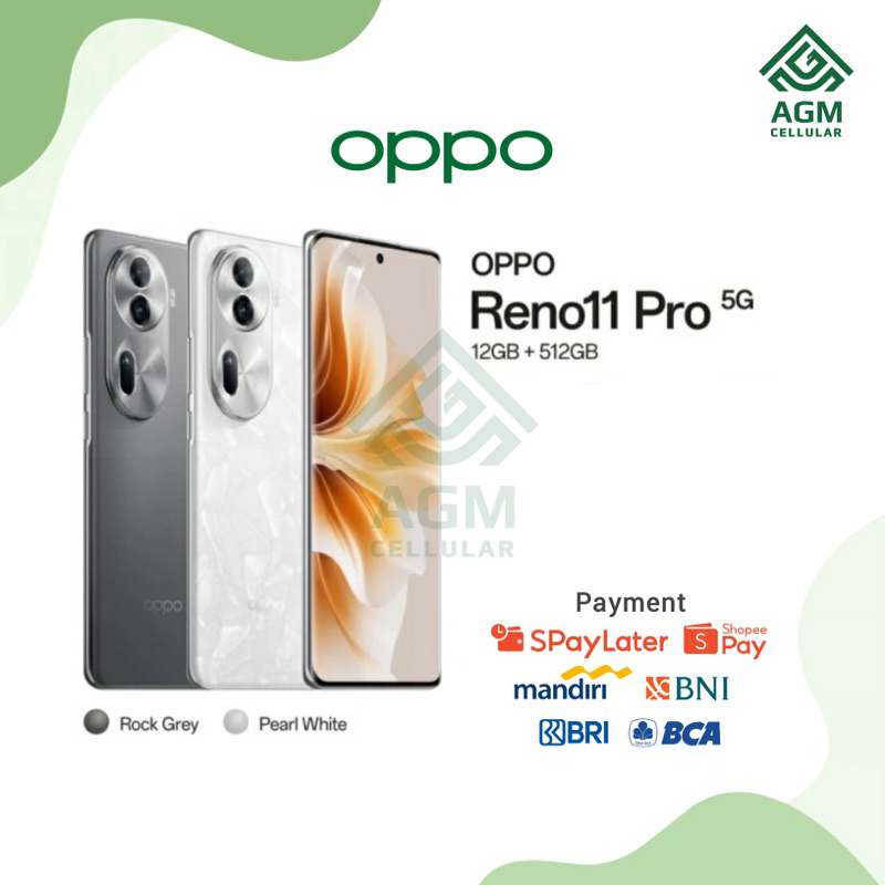 HANDPHONE OPPO RENO 11 PRO 5G RAM 12GB/512GB (Rock Grey & Pearl White)