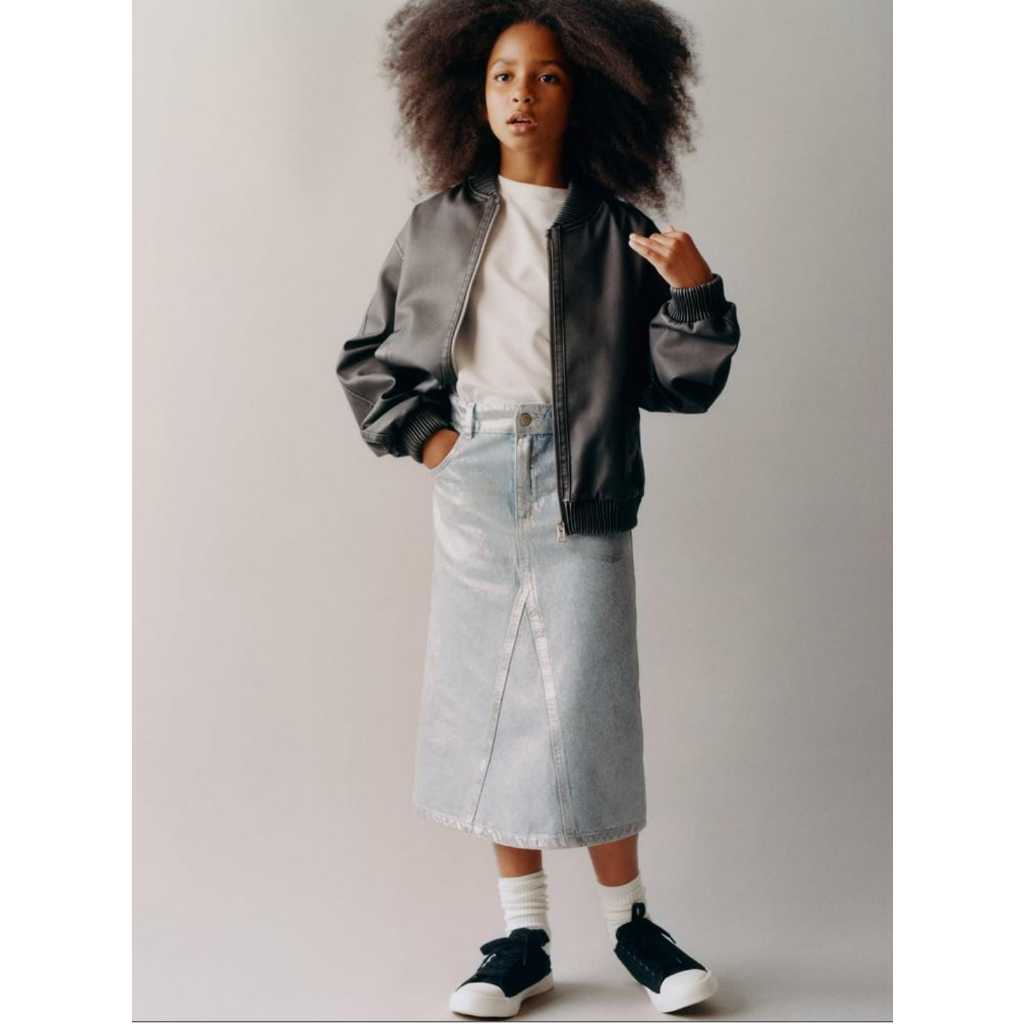 Rok Midi Foil ZARA Rok Jeans Denim Size 11 - 12 NEW masih berbarcode