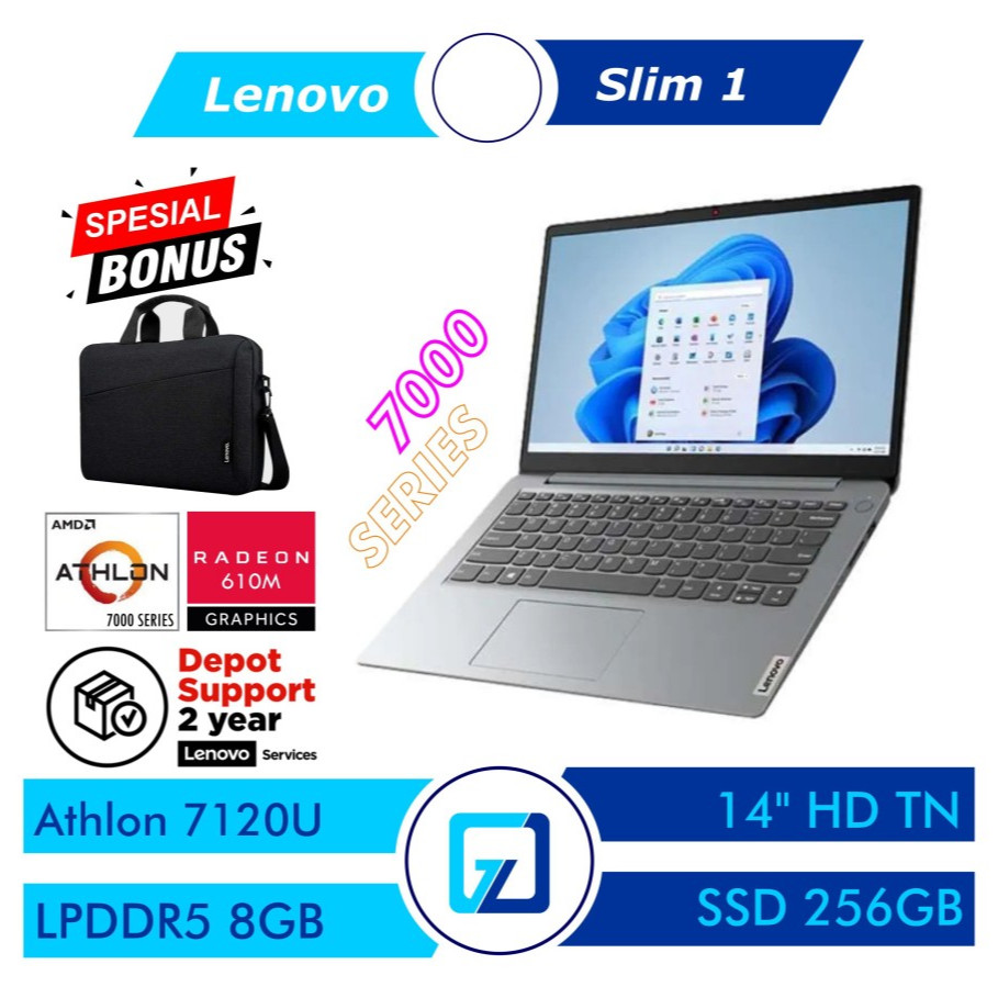 Lenovo Ideapad Slim 1 / IP Slim1 14ADA7 AMD 7120U RAM 8GB 256GB SSD 14" Windows 11 OHS Original