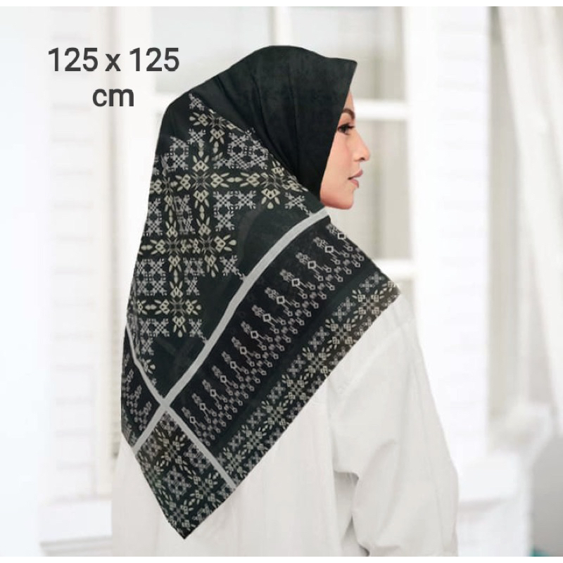 Terbaru  Hijab Voal Segiempat Motif Syar'i Jihan Hitam Kerudung Voal Segiempat