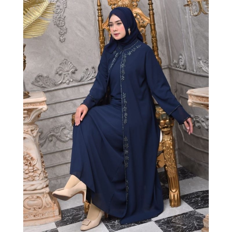 Fasion Gamis Muslimah Abaya Polos Payet Premium - Gamis Pesta Polos - Gamis Lebaran Bahan Ceruty Arm