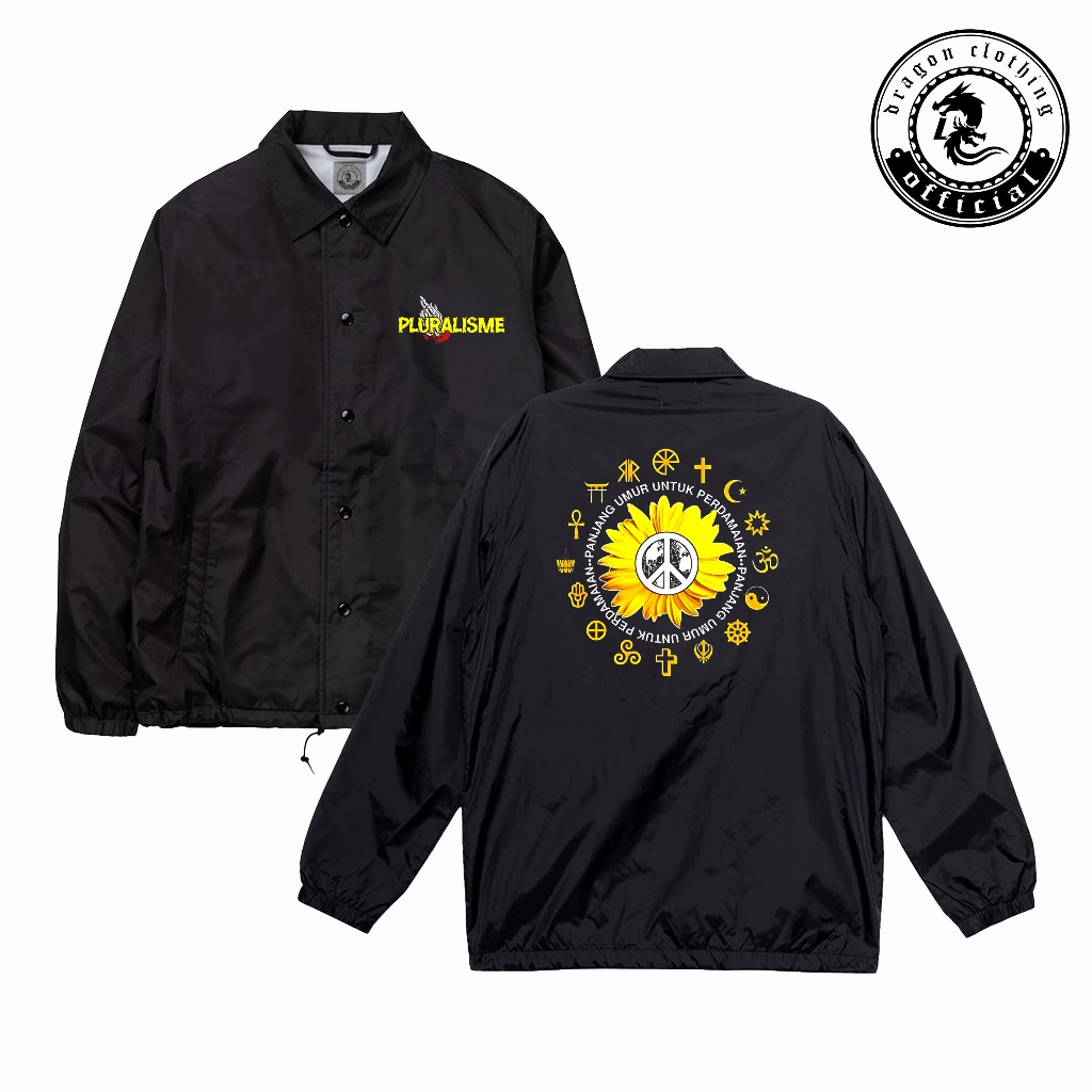 Dragon Clothing Jaket Coach PLURALISME Jaket parasut Taslan Hitam