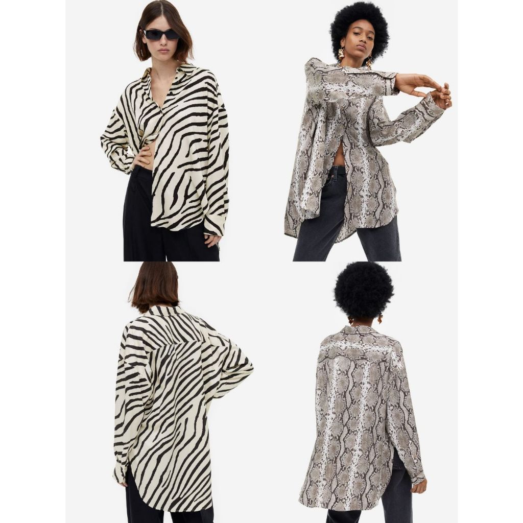 HM Oversized Satin Long-Sleeve Blouse / Atasan Kemeja Wanita