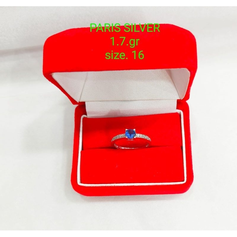 cincin perak asli 925 model batu fashion untuk wanita dilapis mas putih anti karat