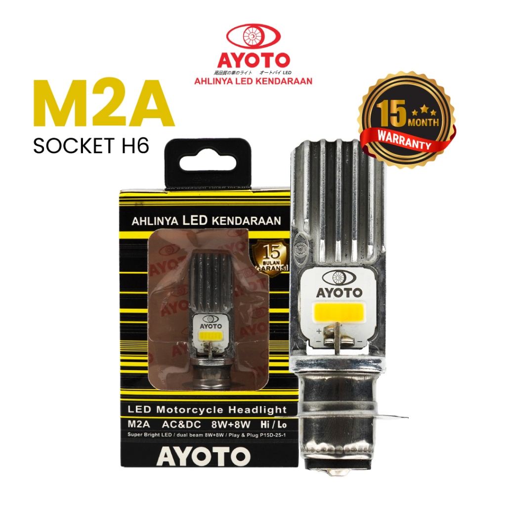 Lampu LED Motor warna KUNING Bebek Matic AYOTO M2A arus AC/DC Socket T19/H6