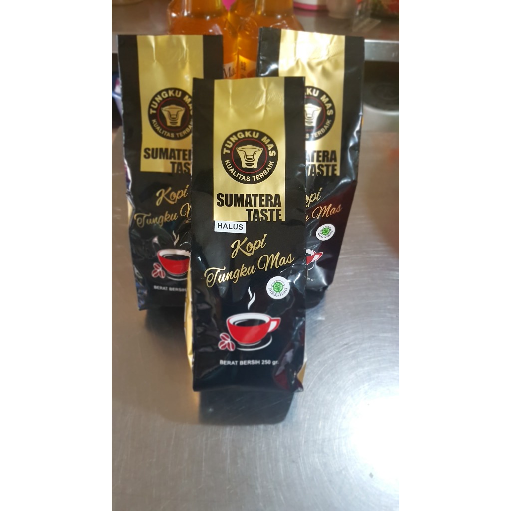 

Kopi Medan Sidikalang-bubuk halus/bubuk kasar cap Tungku Mas - 250 gr