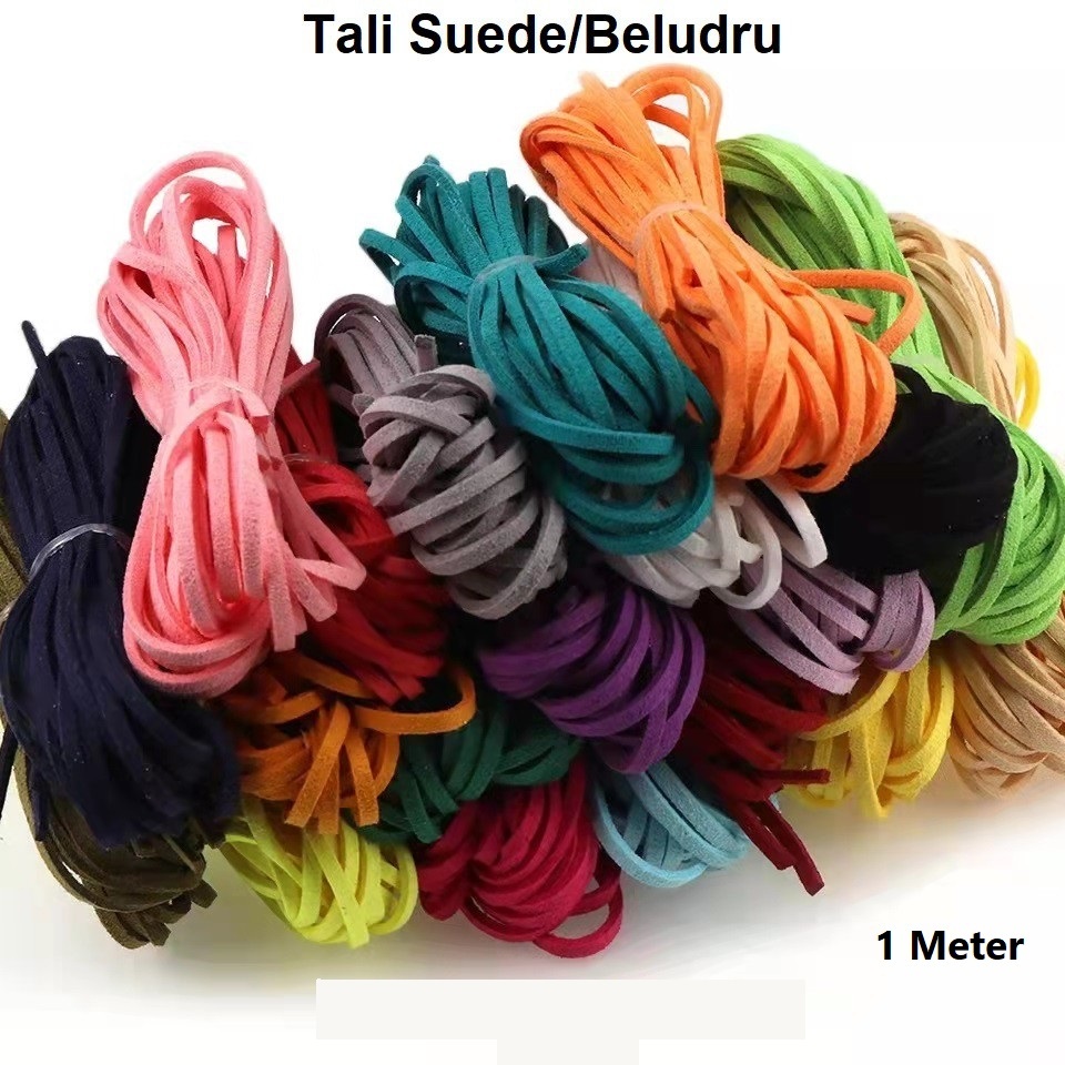Bahan Tali Kulit Suede Imitasi Flat | Tali Beludru | Uk.3mm Handmade Gaya Korea Diy Harga/Meter