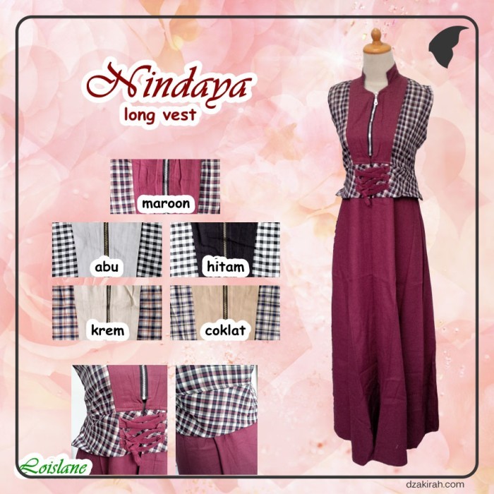 Outer Polos Kombinasi Motif Kotak / Long Cardigan / Rompi Panjang Tanpa Lengan / Dress Tanpa Lengan 