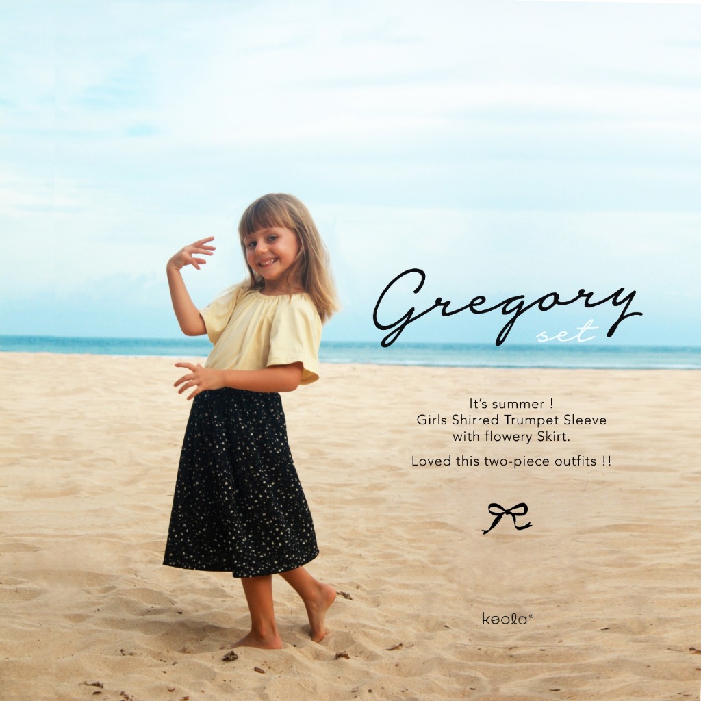 Keola Setelan Gregory Long Skirt Set Dress / Setelan Rok Anak Perempuan Premium