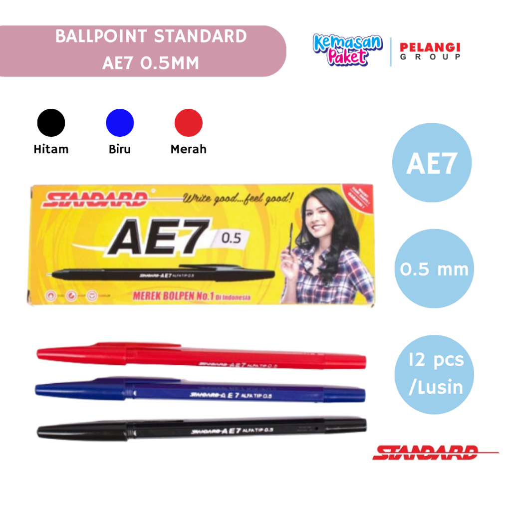 

PULPEN STANDARD AE7 HITAM MERAH BIRU