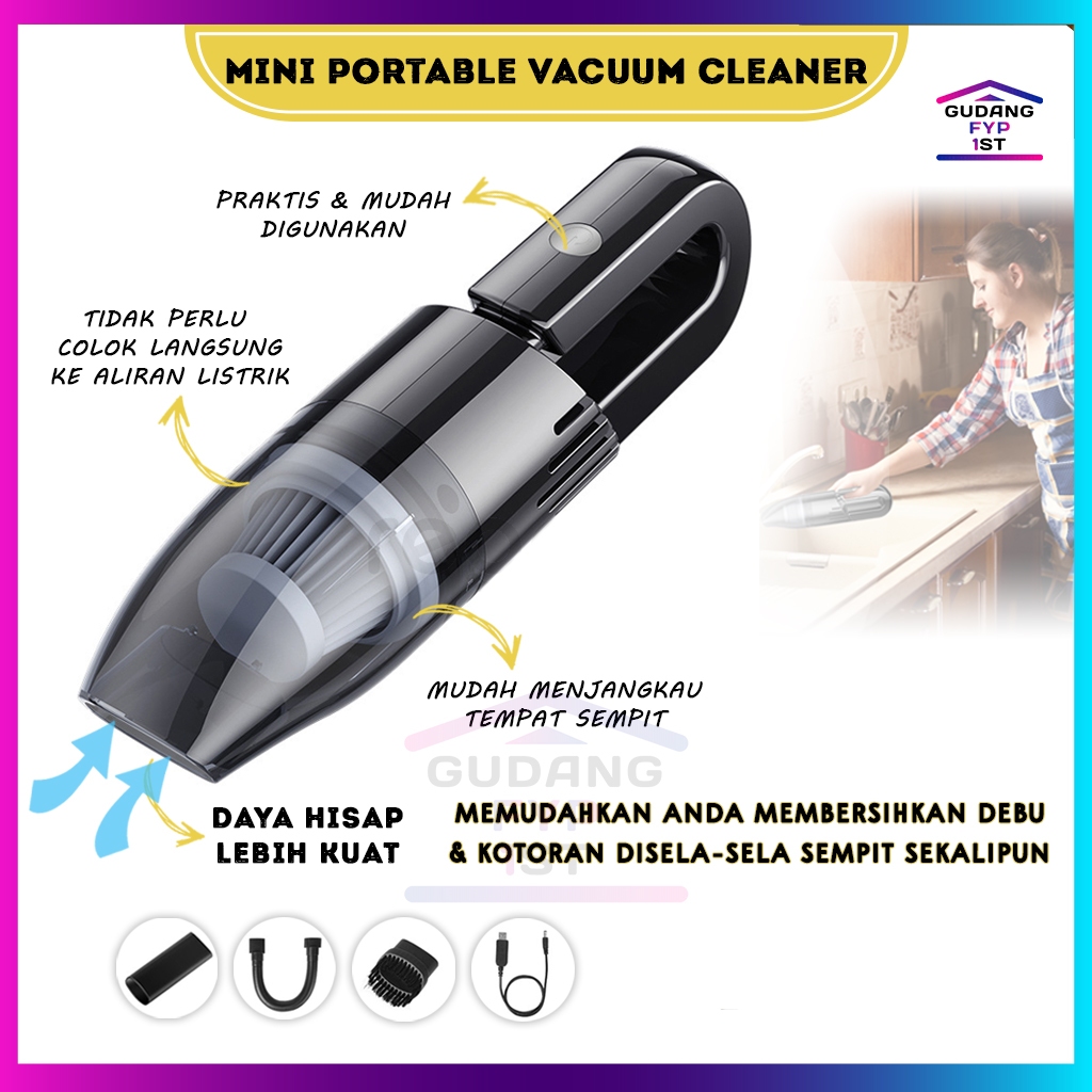Penyedot Debu Mobil Portabel | Alat Penyedot Debu Portable | Mini Portable Vacuum Cleaner
