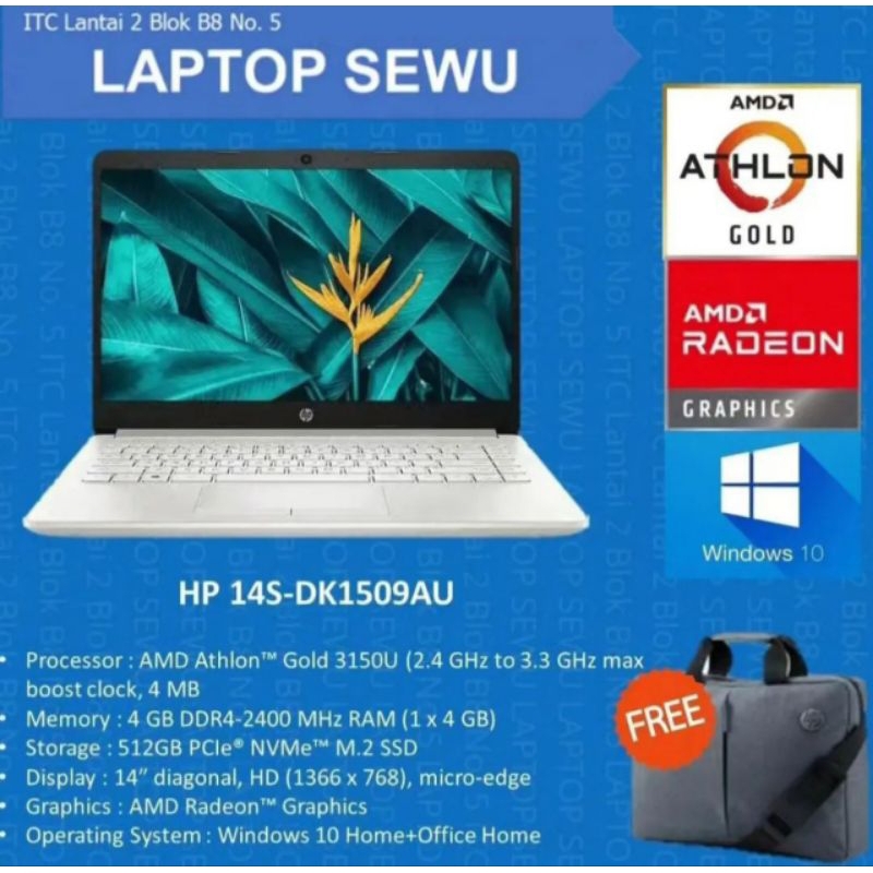 HP 14S-DK1509AU AMD ATHLON GOLD 3150U 4GB 512GB RADEON WIN 11