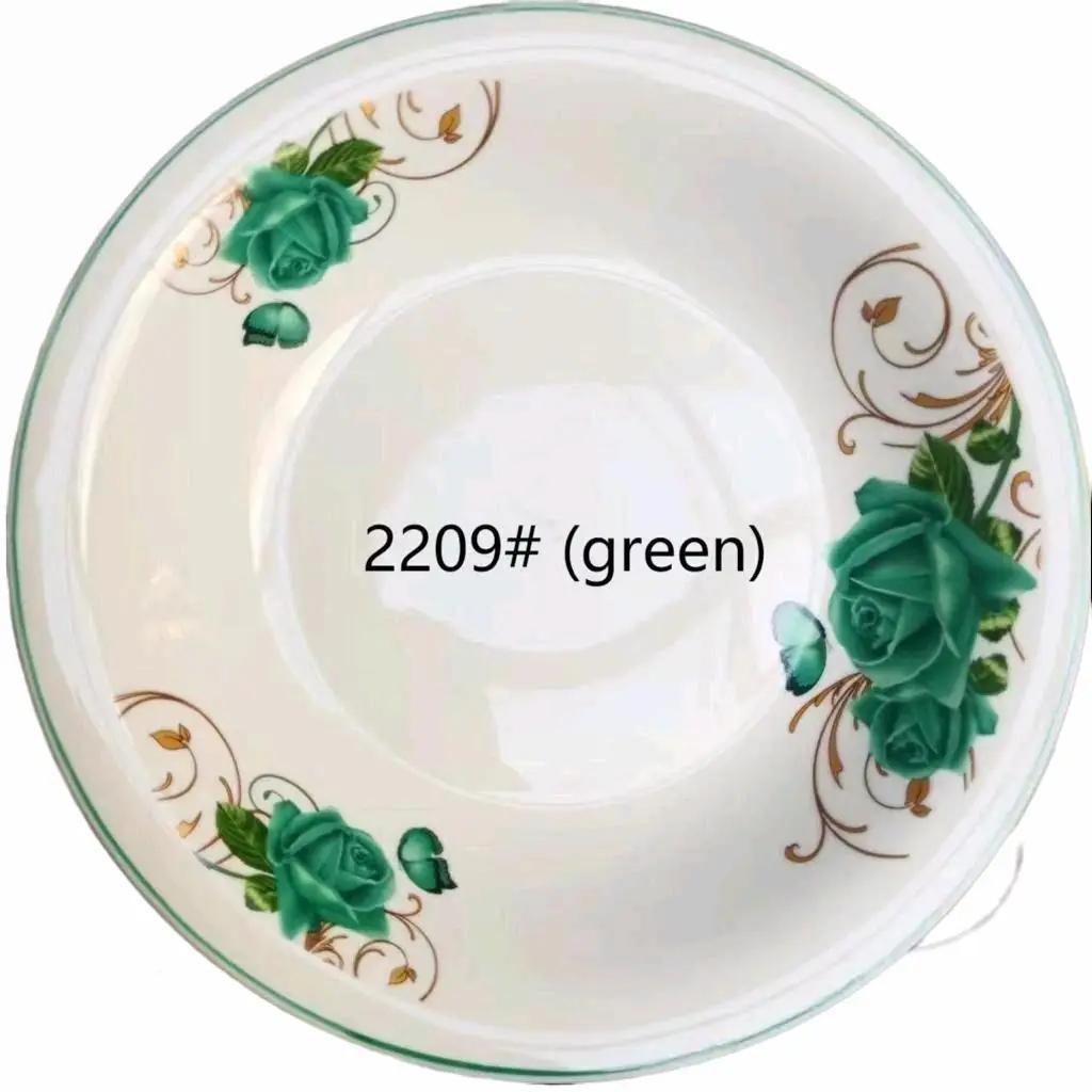 Piring Keramik Corak bunga hijau Motif Cantik 1/2 lusin