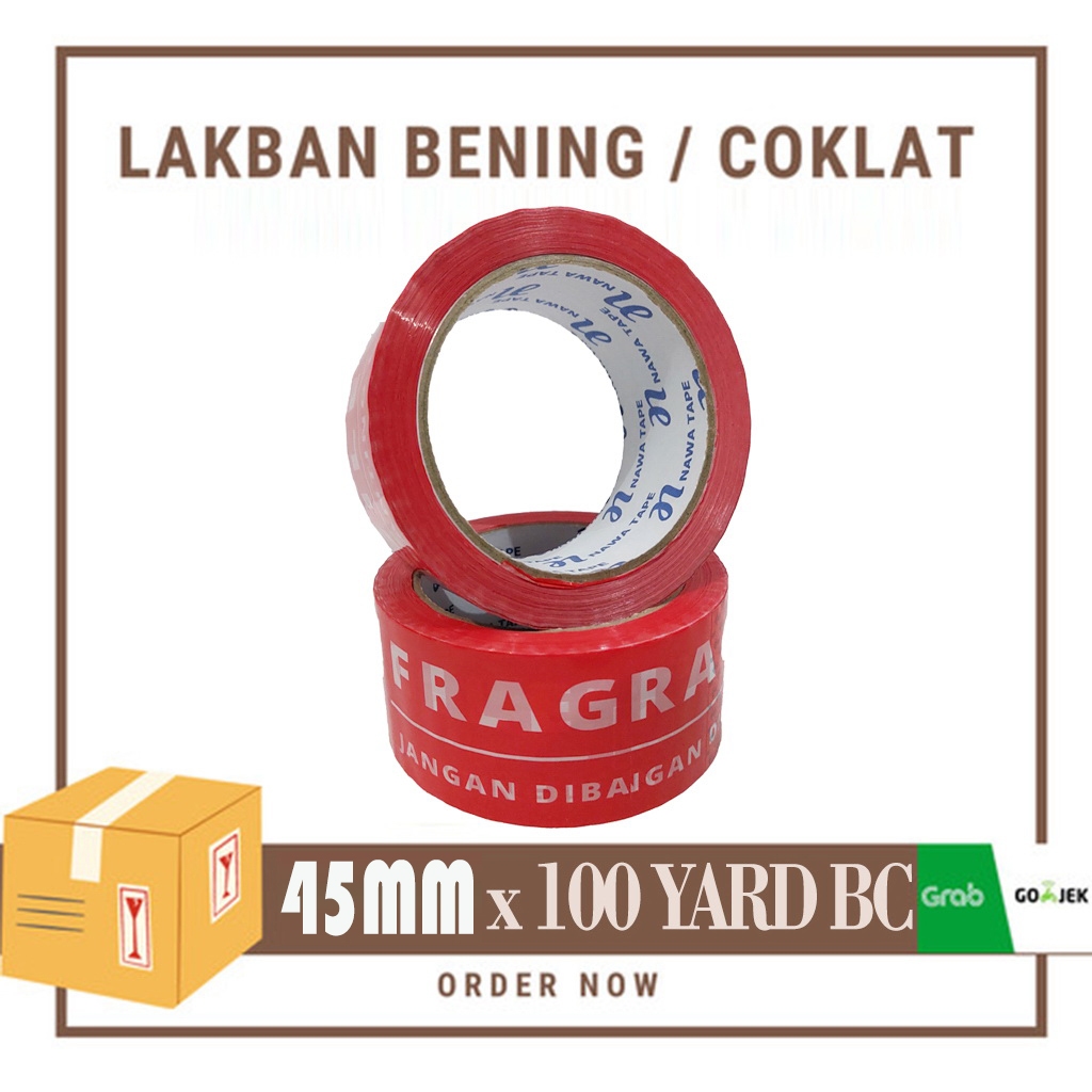 

Lakban FRAGILE UNBOXING merah (Goal Tape -- 45mm x 100 Yard bc) - Merah