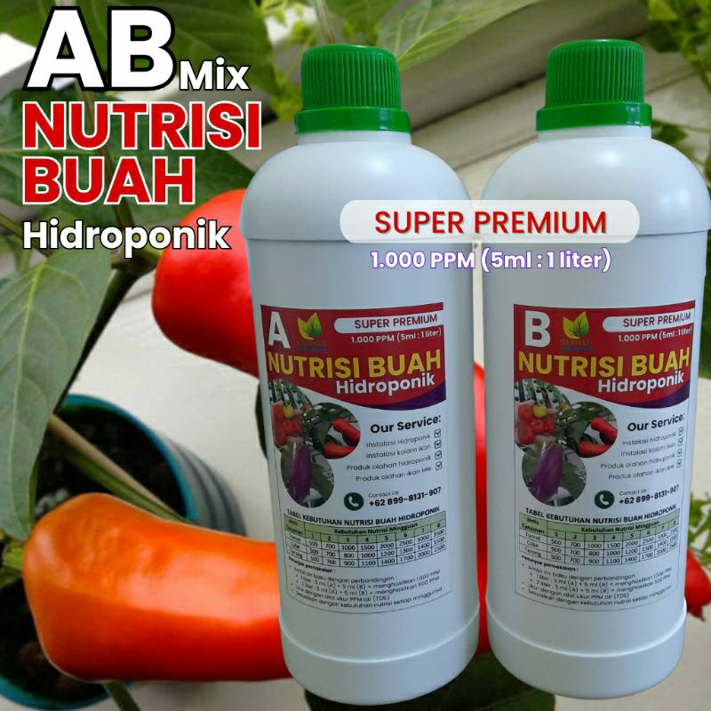 Nutrisi Hidroponik AB-MIX Cair Sayuran Buah Super Premium