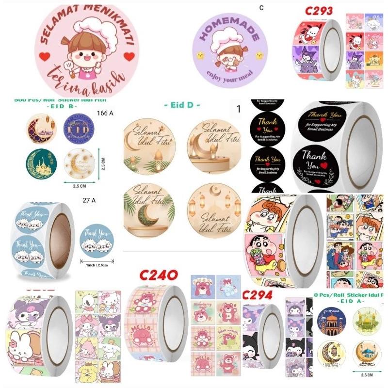 

stiker 1 roll isi 500pcs, stiker freegift, stiker thank you, stiker olshop, dll
