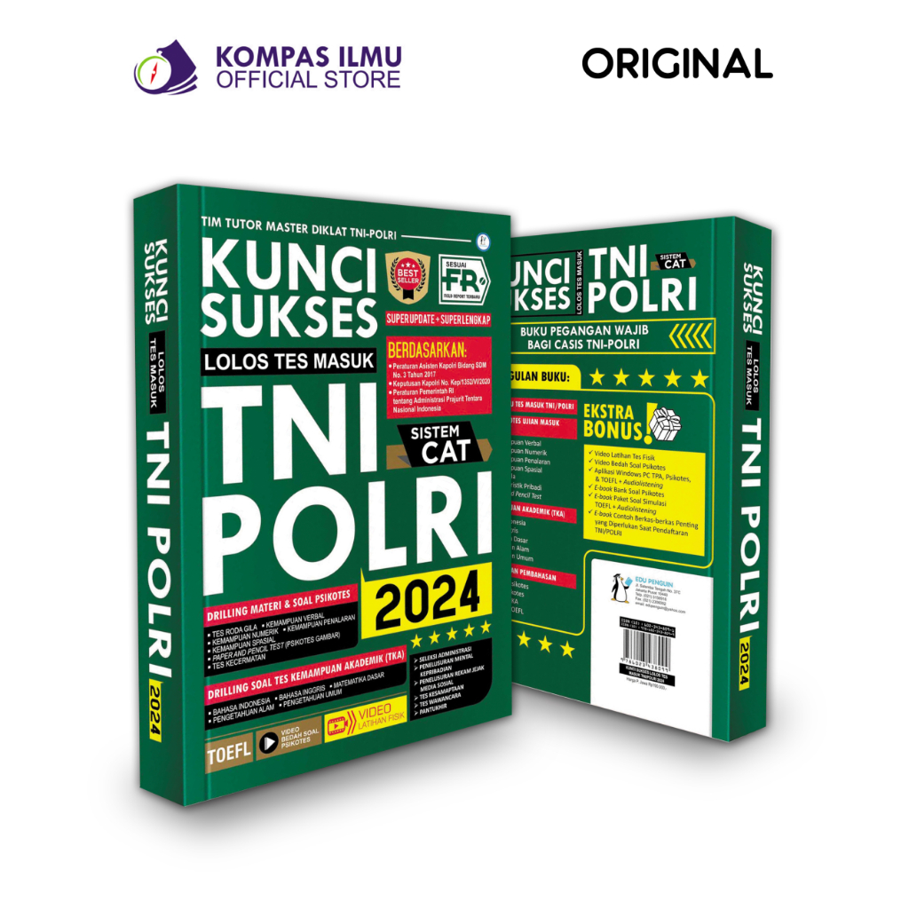 Buku Kunci Sukses Lolos Tes Masuk TNI POLRI 2024 - soal tes masuk tni polri terbaru