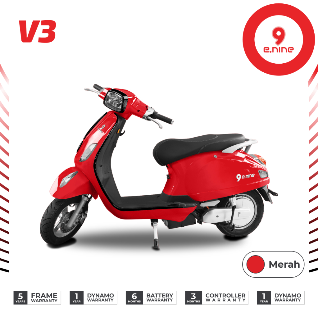 Enine Indonesia Motor Listrik V3 - Merah / GARANSI RESMI