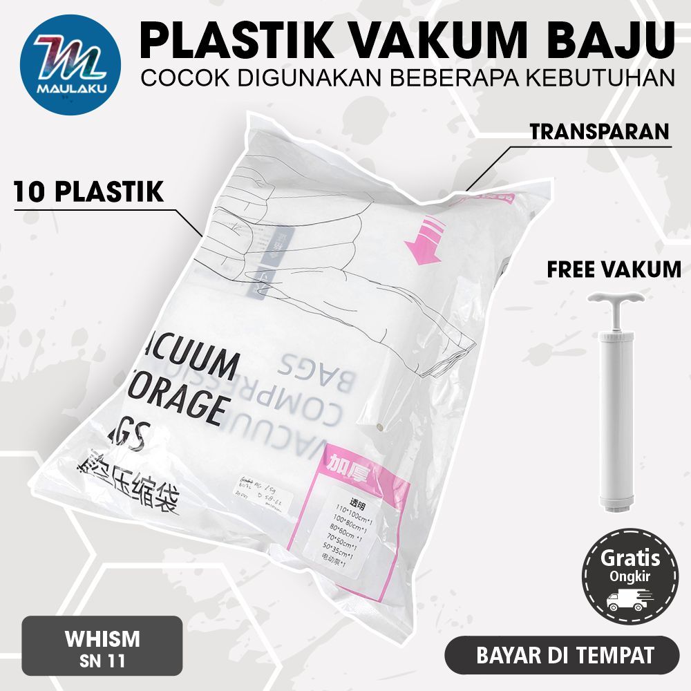 Plastik Vakum Baju Pakaian Vacuum Bag 10 PCS with Hand Pump