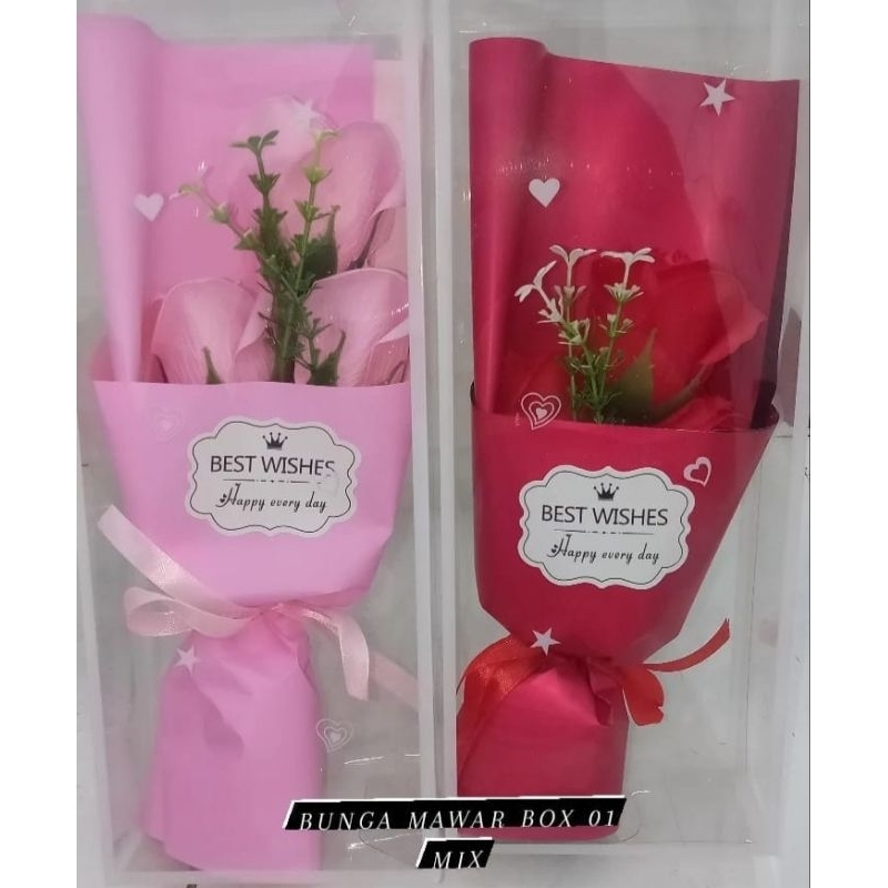 BUKET Bunga Mawar Mika Box / Mini Bouquet / KADO BUKET BUNGA