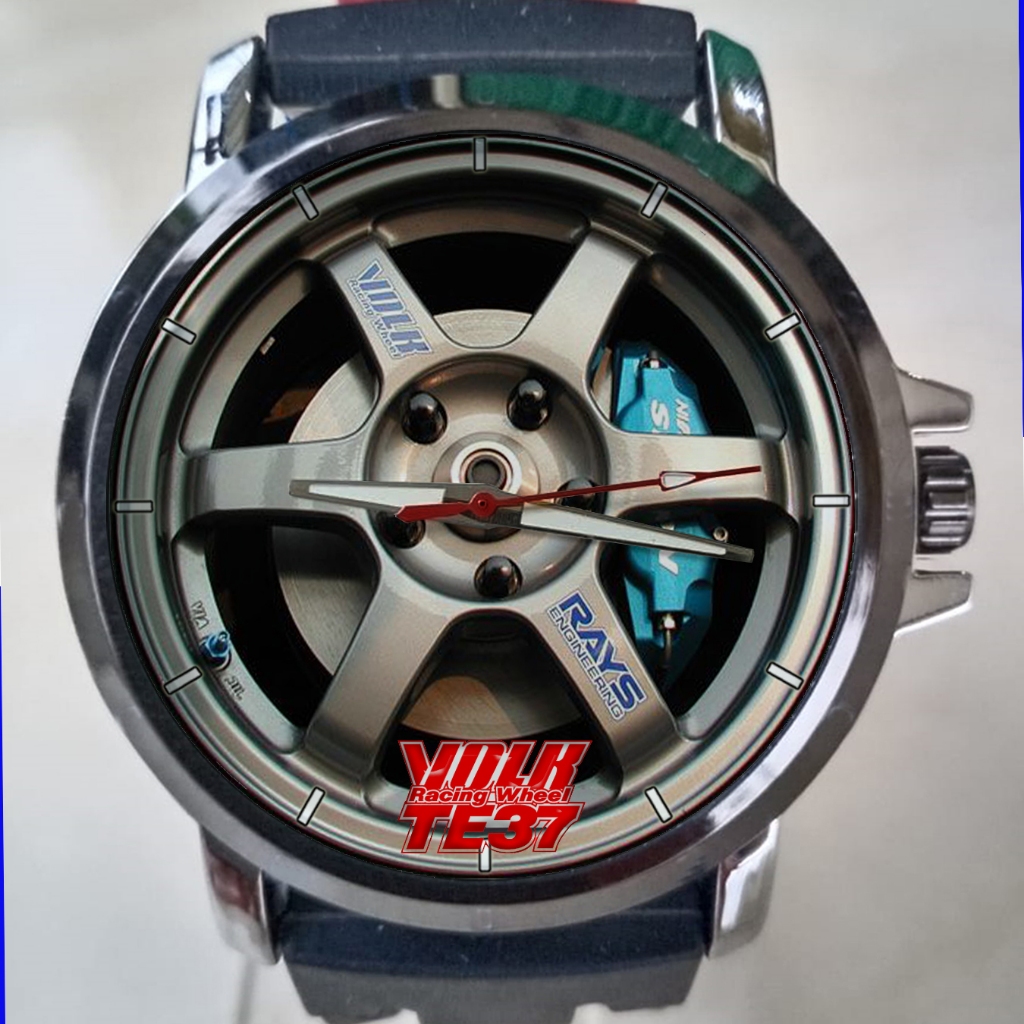 Volk TE37 Rays art 2 Keren SPESIALIS Jam Tangan Analog Pria Santai Custom Gambar Velg