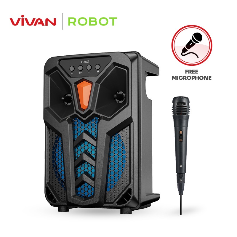 VIVAN X ROBOT Speaker Karaoke Bluetooth 5.3 RB300 With RGB Light Microphone Original - Garansi 1 Tah