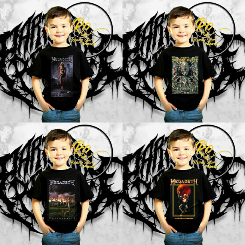 KAOS ANAK BAND MEGADETH ORIGINAL DISTRO BANDUNG - KAOS JUNIOR BAND METAL DISTRO TERBARU