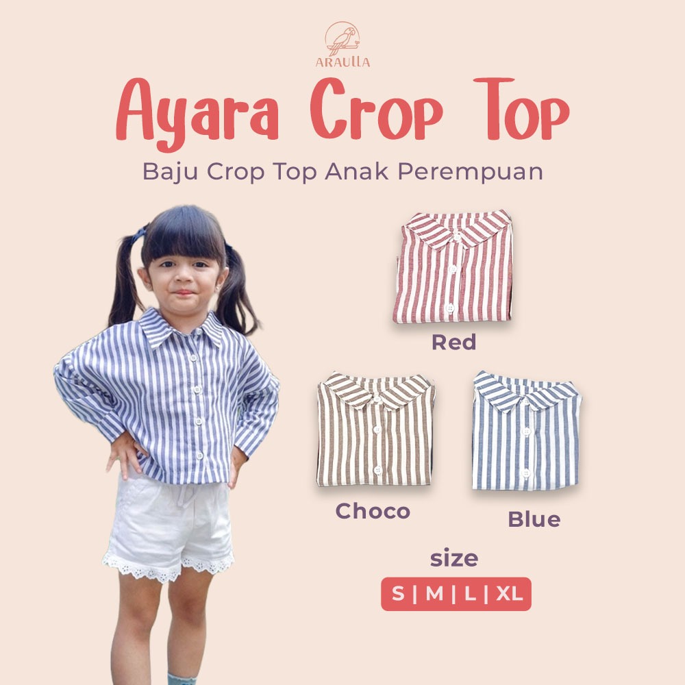 Araulla - Ayara Crop Top - Baju Anak Perempuan | Crop Top Anak Perempuan | Baju Atasan Anak Perempua