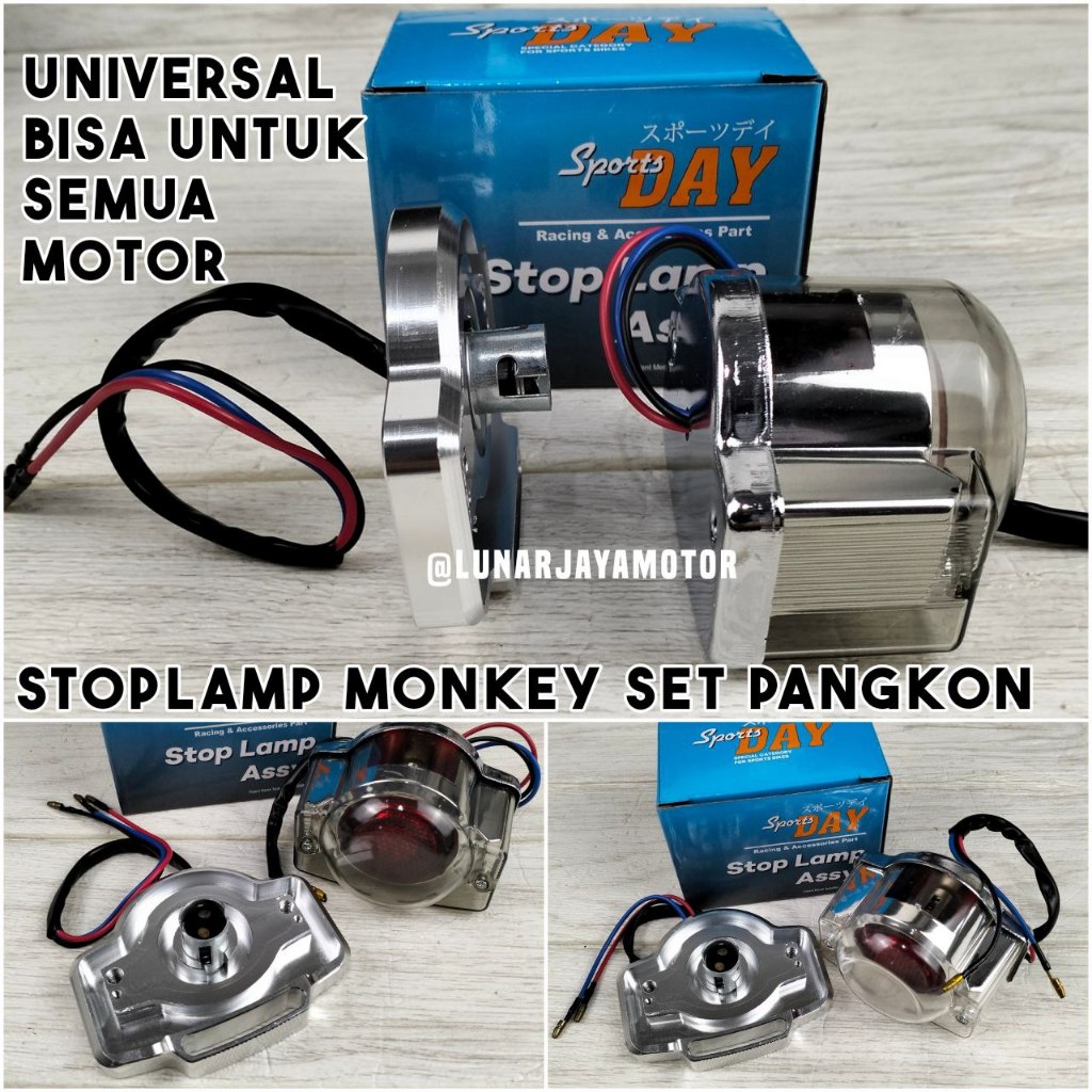 STOPLAMP MONKEY SET PANGKON MIKA BENING HITAM SMOKE LAMPU STOP MOTOR SPORTSDAY UNIVERSAL