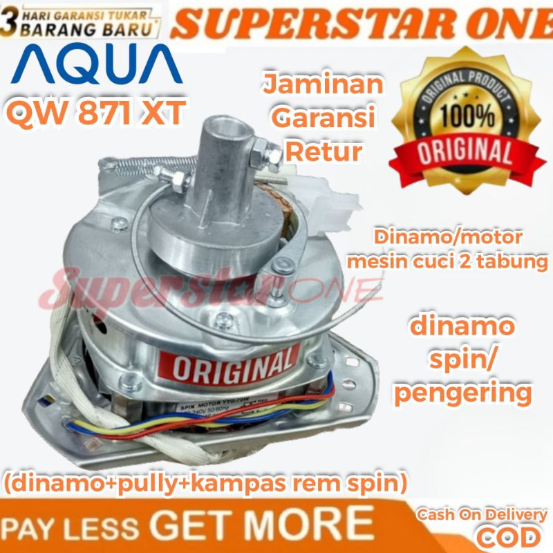 Dinamo/motor spin/pengering SET PULLY mesin cuci AQUA QW 871 XT