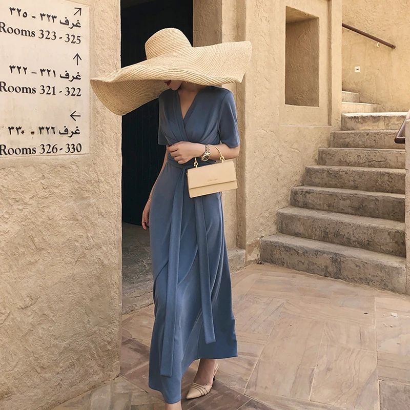 long dress model kimono fashion korea import wanita big size jumbo premium - dress simple elegant wa