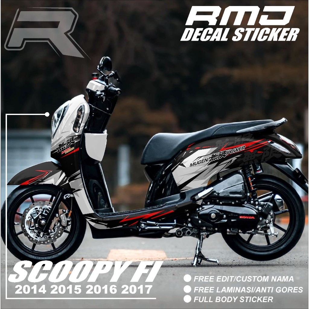 Stiker Decal Motor Scoopy 2013 2014 2015 2016 Full Body - Sticker Scoopy Full Blok Variasi Skotlet Desain Mugen Japan