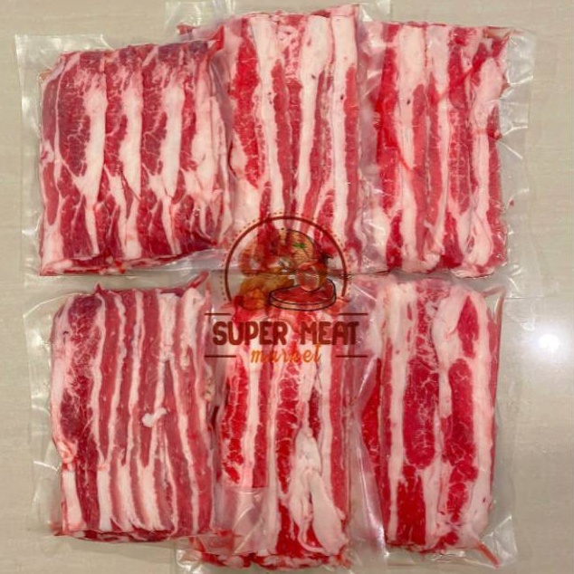 

TERLARIS BRANDS FESTIVAL 1kg Shortplate US Angus Beef Slice BEST SELLER Daging Yoshinya